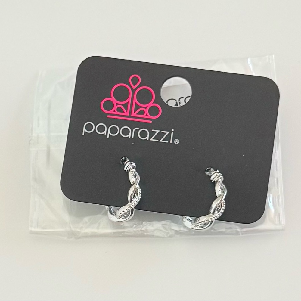 Paparazzi Twisted Silver Hoops
